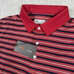 NEW KJUS Mens XL 54POLO SHIRT LUIS RED BLUE WHITE STRIPE‎ GOLF